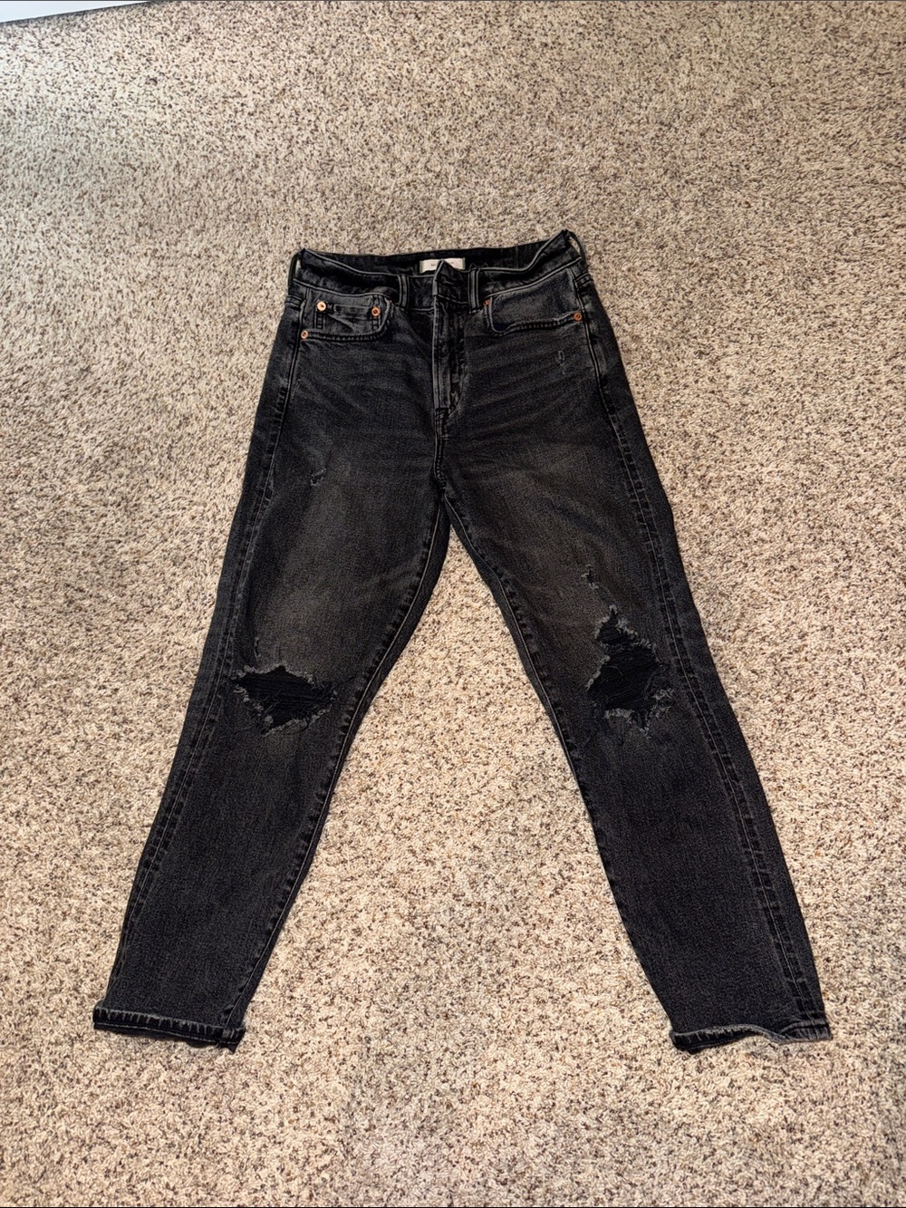 American Eagle Outfitters Black Distressed Boyfriend Jeans